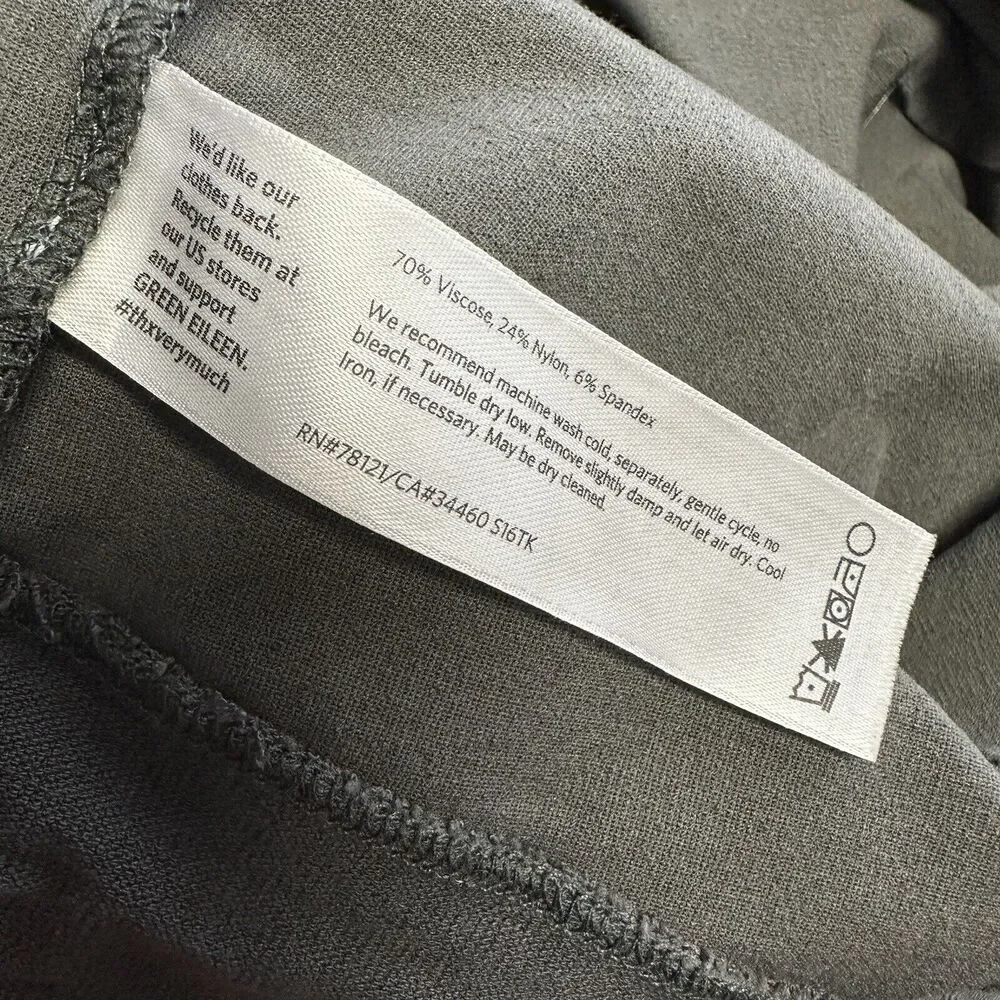 Elieen Fisher Gray Washable Stretch Crepe Pants Slim‎ Fit Ankle Pull On Size M